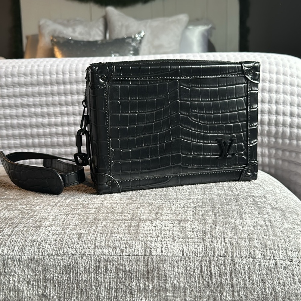Faux Croc Trunk Handbag